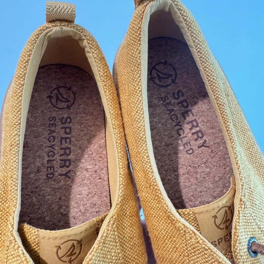 Sperry SeaCycled Crest Vibe Mustard Yellow Canvas Sneakers Womens 9.5